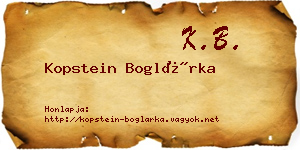 Kopstein Boglárka névjegykártya